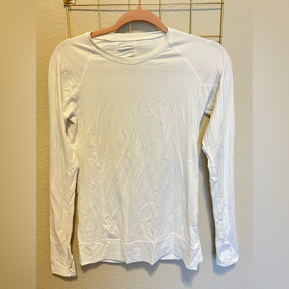 White Long Sleeve Women's Athletic Top